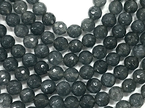 25% OFF 8mm Agate Faceted Round, GunMetal Grey , 15", 48 Beads, Grey gemstone Beads - SAGT355 - BeadPrism
