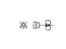 Load image into Gallery viewer, 6mm 4 Prong Set Round CZ Solitaire Stud Earring Sterling Silver Rhodium AAA Cubic zirconia - SF306Rh - BeadPrism