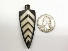 Load image into Gallery viewer, 3Pc Batik Bone Arrowhead 2.25" Brown white cream Arrowhead Chevron Batik Bone -B153-3 - BeadPrism