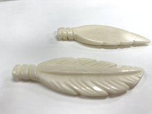 Load image into Gallery viewer, 2 Pc White Carved Bone Feather Pendants or Earrings, 2.5 Inch, Tribal, Native American - B150-2 - BeadPrism