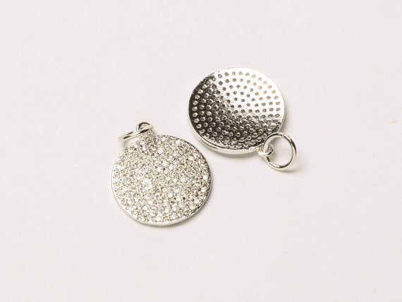 18mm Disc CZ Pave Pendant, Gold, Rhodium, Gunmetal, Pave Pendants, AAA quality Choose Color - BMP15 - BeadPrism