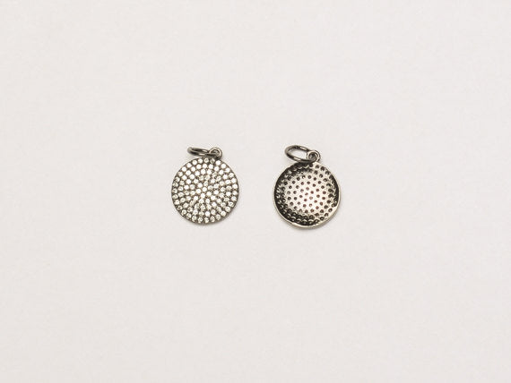 15mm Disc CZ Micro Pave Pendant, Gold, Rhodium, Gunmetal finish, AAA quality, Choose Color - BMP16 - BeadPrism