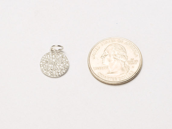 12mm Disc CZ Pave Pendant, Gold, Rhodium, Gunmetal, Pave Pendants, AAA quality Choose Color - BMP17 - BeadPrism