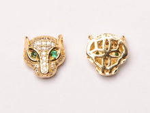 Load image into Gallery viewer, 9mm Panther CZ Pave Bead Gold, Rhodium, Rose Gold, Black finish Horizontal Hole Choose Color - BMP19 - BeadPrism