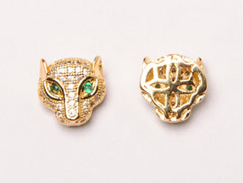 9mm Panther CZ Pave Bead Gold, Rhodium, Rose Gold, Black finish Horizontal Hole Choose Color - BMP19 - BeadPrism