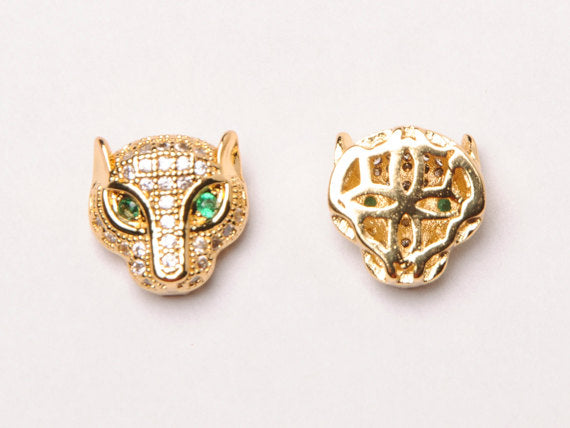 9mm Panther CZ Pave Bead Gold, Rhodium, Rose Gold, Black finish Horizontal Hole Choose Color - BMP19 - BeadPrism