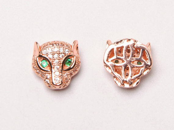 9mm Panther CZ Pave Bead Gold, Rhodium, Rose Gold, Black finish Horizontal Hole Choose Color - BMP19 - BeadPrism