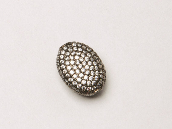 15mm CZ Pave Oval Beads, Gold, Rhodium, Rose Gold, Black Finish Horizontal Hole Choose Color - BMP20 - BeadPrism