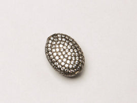 15mm CZ Pave Oval Beads, Gold, Rhodium, Rose Gold, Black Finish Horizontal Hole Choose Color - BMP20 - BeadPrism