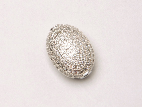 15mm CZ Pave Oval Beads, Gold, Rhodium, Rose Gold, Black Finish Horizontal Hole Choose Color - BMP20 - BeadPrism