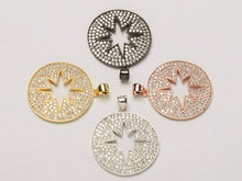 Load image into Gallery viewer, 25mm Cut Out Star Disc CZ Pave Pendant, Gold, Rose Gold, Rhodium, Gunmetal, Choose Color - BMP21 - BeadPrism