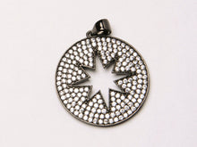 Load image into Gallery viewer, 25mm Cut Out Star Disc CZ Pave Pendant, Gold, Rose Gold, Rhodium, Gunmetal, Choose Color - BMP21 - BeadPrism