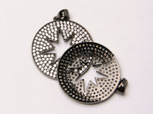 Load image into Gallery viewer, 18mm Cut Out Star Disc CZ Pave Pendant, Gold, Rose Gold, Rhodium, Gunmetal, Choose Color - BMP22 - BeadPrism