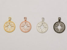Load image into Gallery viewer, 18mm Cut Out Star Disc CZ Pave Pendant, Gold, Rose Gold, Rhodium, Gunmetal, Choose Color - BMP22 - BeadPrism