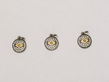 Load image into Gallery viewer, 12mm Evil Eye Disc CZ Pave Pendant, Gold, Gunmetal finish, AAA quality evil eye pave pendant - BMP23 - BeadPrism