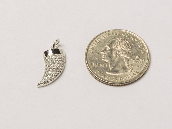 15mm Horn CZ Pave Pendant, Gold, Rose Gold, Rhodium, Gunmetal, AAA quality Choose Color - BMP25 - BeadPrism