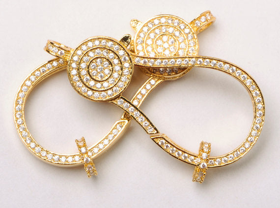 Extra Large Micro Pave Lobster Claw Clasp CZ Cubic Zirconia 50mm with jump ring Choose Color - BMP26 - BeadPrism