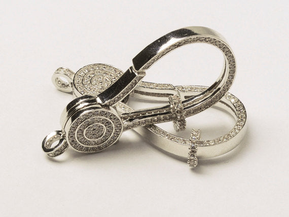 Extra Large Micro Pave Lobster Claw Clasp CZ Cubic Zirconia 50mm with jump ring Choose Color - BMP26 - BeadPrism