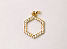 Load image into Gallery viewer, 12mm Hexagon CZ Pave Pendant, Gold, Rose Gold, Rhodium, Gunmetal, AAA quality Choose Color - BMP28 - BeadPrism