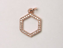 Load image into Gallery viewer, 12mm Hexagon CZ Pave Pendant, Gold, Rose Gold, Rhodium, Gunmetal, AAA quality Choose Color - BMP28 - BeadPrism