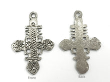Load image into Gallery viewer, Silver Ethiopian Cross Pendant 2.2 Inch , Tribal Cross, Ethnic Brass cross Pendant- HP114AS - BeadPrism