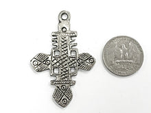 Load image into Gallery viewer, Silver Ethiopian Cross Pendant 2.2 Inch , Tribal Cross, Ethnic Brass cross Pendant- HP114AS - BeadPrism