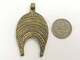 Ethnic Brass Pendant Antique Vintage Royal design, Ethic Vintage Large 2.5+ Inch 65mm x 39mm - AP423 - BeadPrism