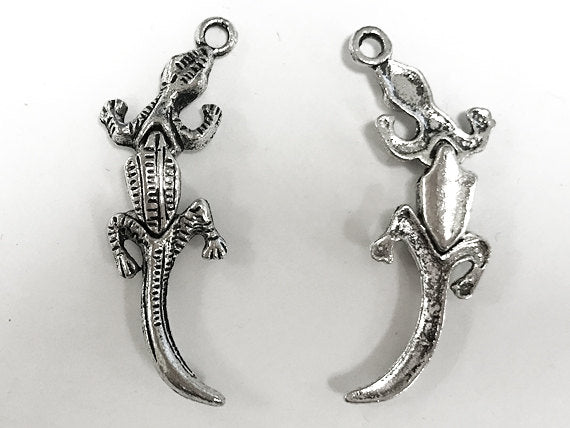 15 Pc - Movable Gecko Charms 40mm, Pewter , Gekho Charm, Lizzard pendants, Gecko pendants- PP155 - BeadPrism