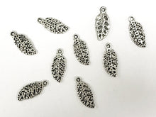 Load image into Gallery viewer, 25 Pc Leaf Charms 15.5mm Antique Silver Finish Pewter, bracelet charms, silver Nature charms - PP113 - BeadPrism