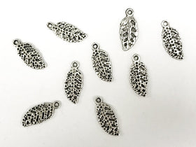 25 Pc Leaf Charms 15.5mm Antique Silver Finish Pewter, bracelet charms, silver Nature charms - PP113 - BeadPrism