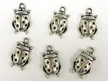 Load image into Gallery viewer, 20 Pc Ladybug Charm 17.5mm, Antique Silver Finish Pewter, Animal Charms, Insect Charms - PP115 - BeadPrism