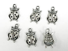 Load image into Gallery viewer, 20 Pc Ladybug Charm 17.5mm, Antique Silver Finish Pewter, Animal Charms, Insect Charms - PP115 - BeadPrism