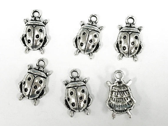 20 Pc Ladybug Charm 17.5mm, Antique Silver Finish Pewter, Animal Charms, Insect Charms - PP115 - BeadPrism