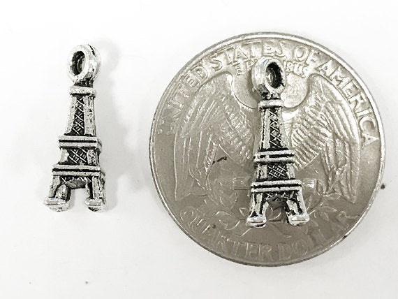 20 Pc Eiffel Tower Charm 17mm, Antique Silver Finish Pewter, Paris charms, Travel Charms - PP116 - BeadPrism