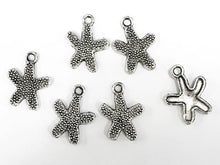 Load image into Gallery viewer, 25 Pc Starfish Charms 17mm, Antique Silver Finish Pewter, silver charms, sea life charms - PP106 - BeadPrism
