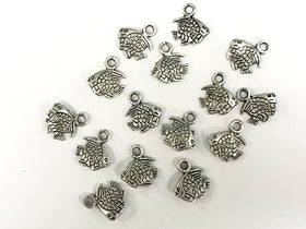 25 Pc Fish Charm 10.5mm, Antique Silver Finish Pewter, double sided fish earring charms - PP107 - BeadPrism