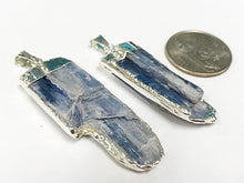 Load image into Gallery viewer, Blue Raw Kyanite silver edged pendants, 2" Approx. Silver edged kyanite pendants -DP595-KYS - BeadPrism