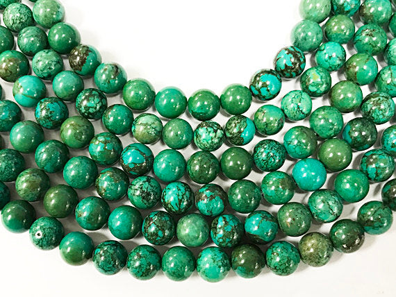 10mm Turquoise Chinese Round 16" strand, 40 beads, Turquoise Beads, blue gemstone beads - STU110 - BeadPrism