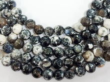 Load image into Gallery viewer, 10mm Drift wood Agate Faceted Round Gemstones Full Strand 38 Beads Cream Ivory Khakhi Grey - SAGT340 - BeadPrism