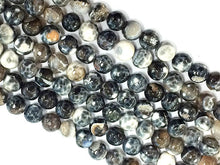 Load image into Gallery viewer, 10mm Drift wood Agate Faceted Round Gemstones Full Strand 38 Beads Cream Ivory Khakhi Grey - SAGT340 - BeadPrism