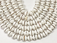 Load image into Gallery viewer, 10mm Tibet Agate Hand Painted White Ivory Grey Gemstones faceted Full 15" Strand 38 Beads - SAGT356 - BeadPrism