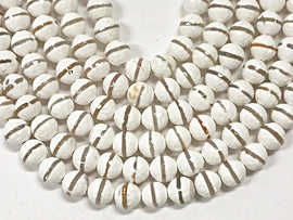 10mm Tibet Agate Hand Painted White Ivory Grey Gemstones faceted Full 15