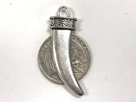 10 Pc Tusk Charm Silver, 42mm x 13mm, 1.5+