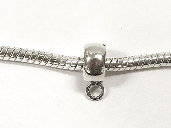 Sterling Silver Large Hole European Bail beads, sterling Silver Bails 8.5mm, 6mm Hole 1 Pc - SF960 - BeadPrism