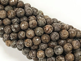 8mm Agate Faceted Round Mountain Brown 15 inch 49 Beads, Brown earth tones gemstone Beads - SAGTXXbB - BeadPrism