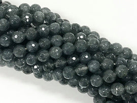 25% OFF 8mm Agate Faceted Round, GunMetal Grey , 15
