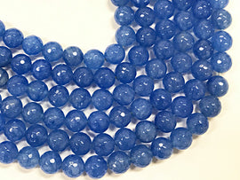 10mm Jade Niagara Blue Pantone 2017 Gemstone Faceted Round Blue Beads Full 14.5