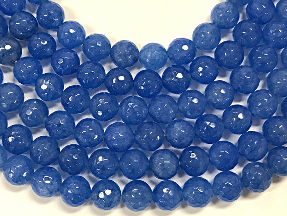 10mm Jade Niagara Blue Pantone 2017 Gemstone Faceted Round Blue Beads Full 14.5" 38 Beads - SJA155 - BeadPrism