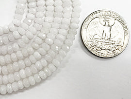 4mm Opal White Jade Faceted Rondelle Gemstone Bead 15
