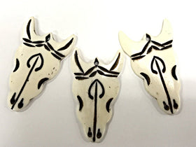 Cattle Skull Head, Longhorn Bone Pendant, Hand Carved Bone Longhorn Cattle pendants 2"-B151 - BeadPrism